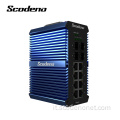 Scodeno IP50 Din Rail Industrial Network Switch 4 SFP 8 Porta Gigabit Ethernet Switch esterno